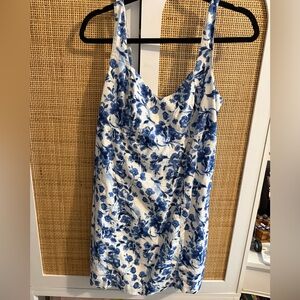 Abercrombie & Fitch Women’s Blue Floral Linen Blend Dress